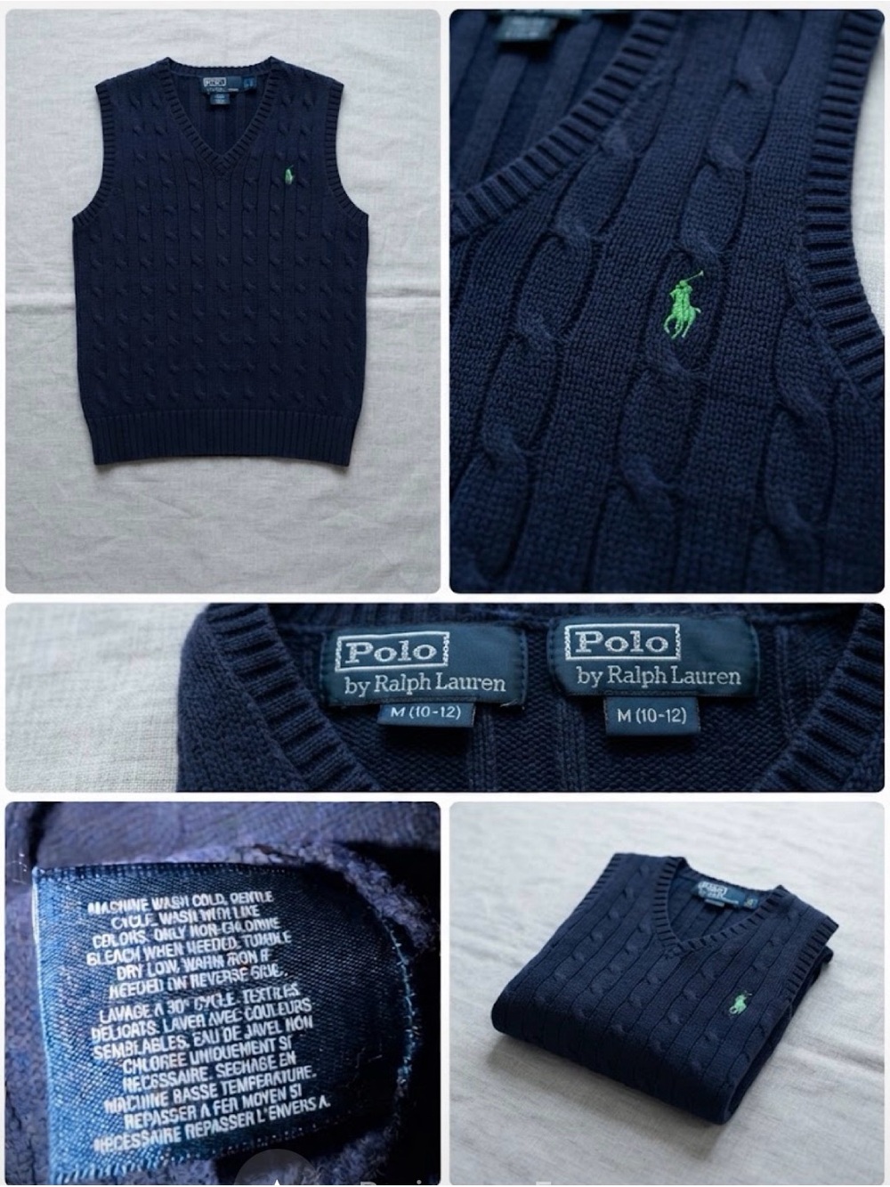 Polo by Ralph Lauren kids Navy Cable-Knit V-Neck Sweater Vest